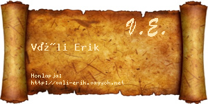 Váli Erik névjegykártya